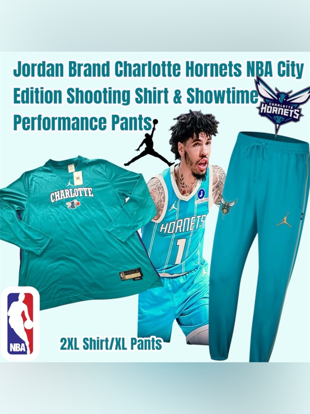 Nike Charlotte Hornets NBA City Edition 2X Shooting Shirt & XL Performance Pants